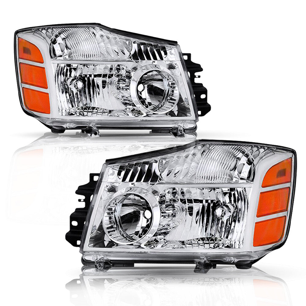 For 2004-2015 Nissan Titan/2004-2007 Armada Halogen Headlight Assembly Headlamps