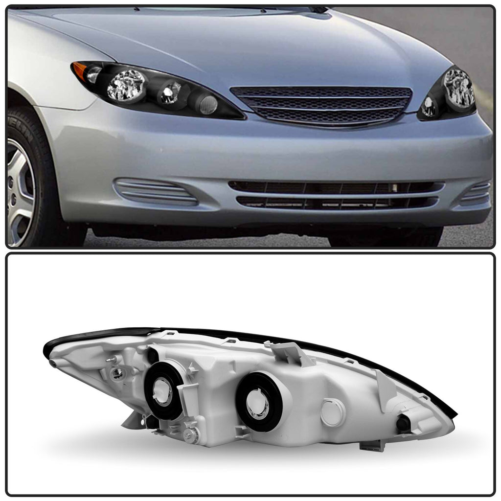 Headlights Fits 2005-2006 Toyota Camry Replacement Headlamps Left+Right w/Bulbs