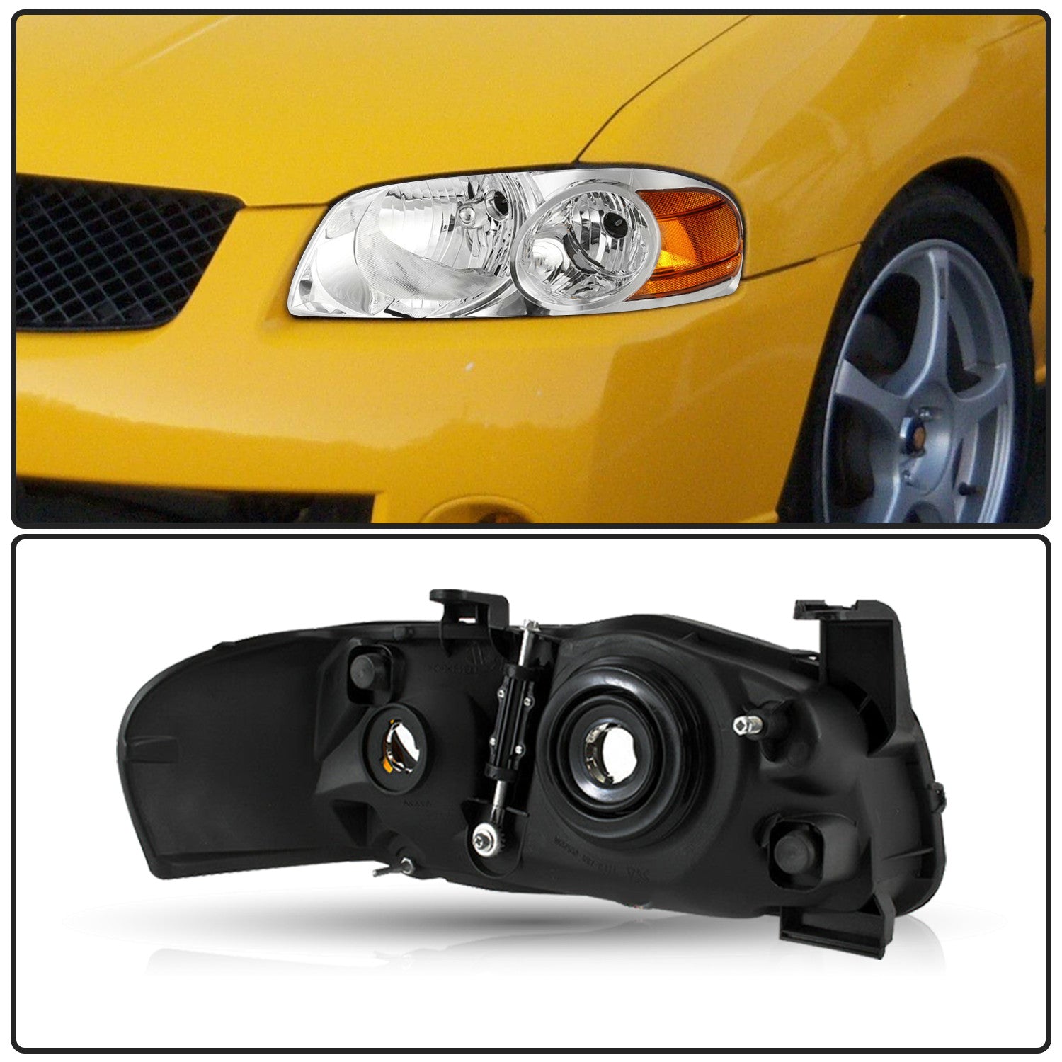 For 2004 2005 2006 Nissan Sentra Sedan Chrome Headlights Left+Right 04 05 06