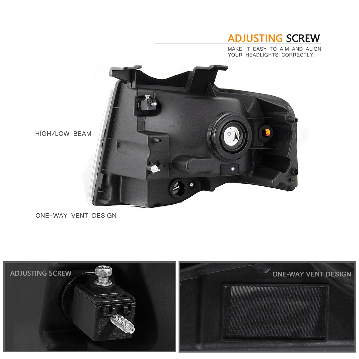 For 2007-2014 Ford Expedition Chrome Housing Amber Corner Headlight Replacement