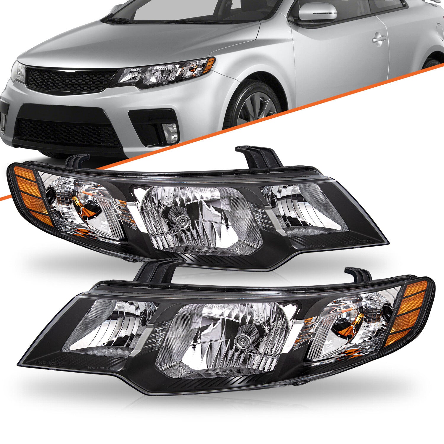 Fits 2010 2011 2012 2013 Kia Forte Headlights Halogen Headlamps Left+Right