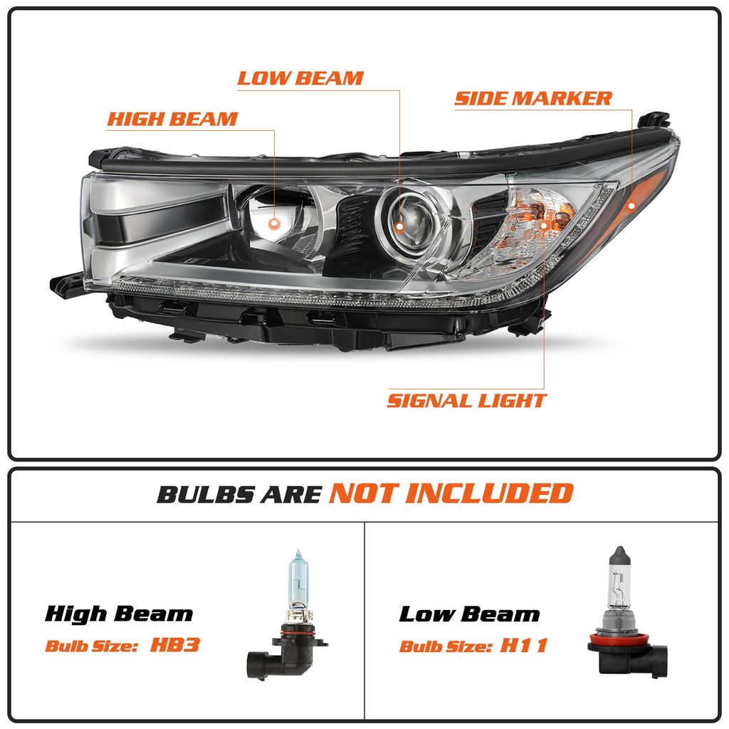 For 2017 2018 2019 Toyota Highlander SE W/ LED DRL Headlight Lamps Driver Side