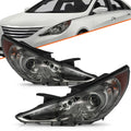 For Hyundai Sonata 2011-2014 Smoke Project Housing Amber Headlamps Headlight Set