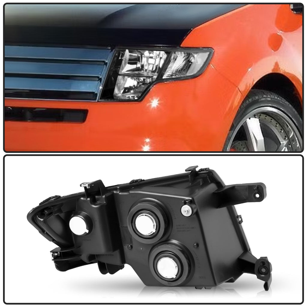 For 2007-2010 Ford Edge Black Headlights Headlamps Pair Left+Right(For:2010Edge)