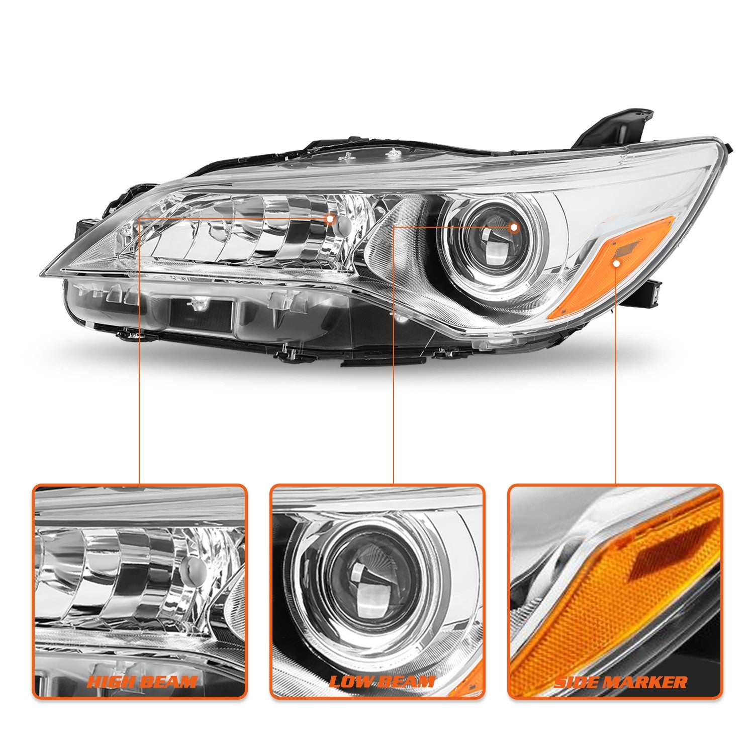 Headlights For 2015 2016 2017 Toyota Camry LE SE XLE XSE Projector Headlamp Left