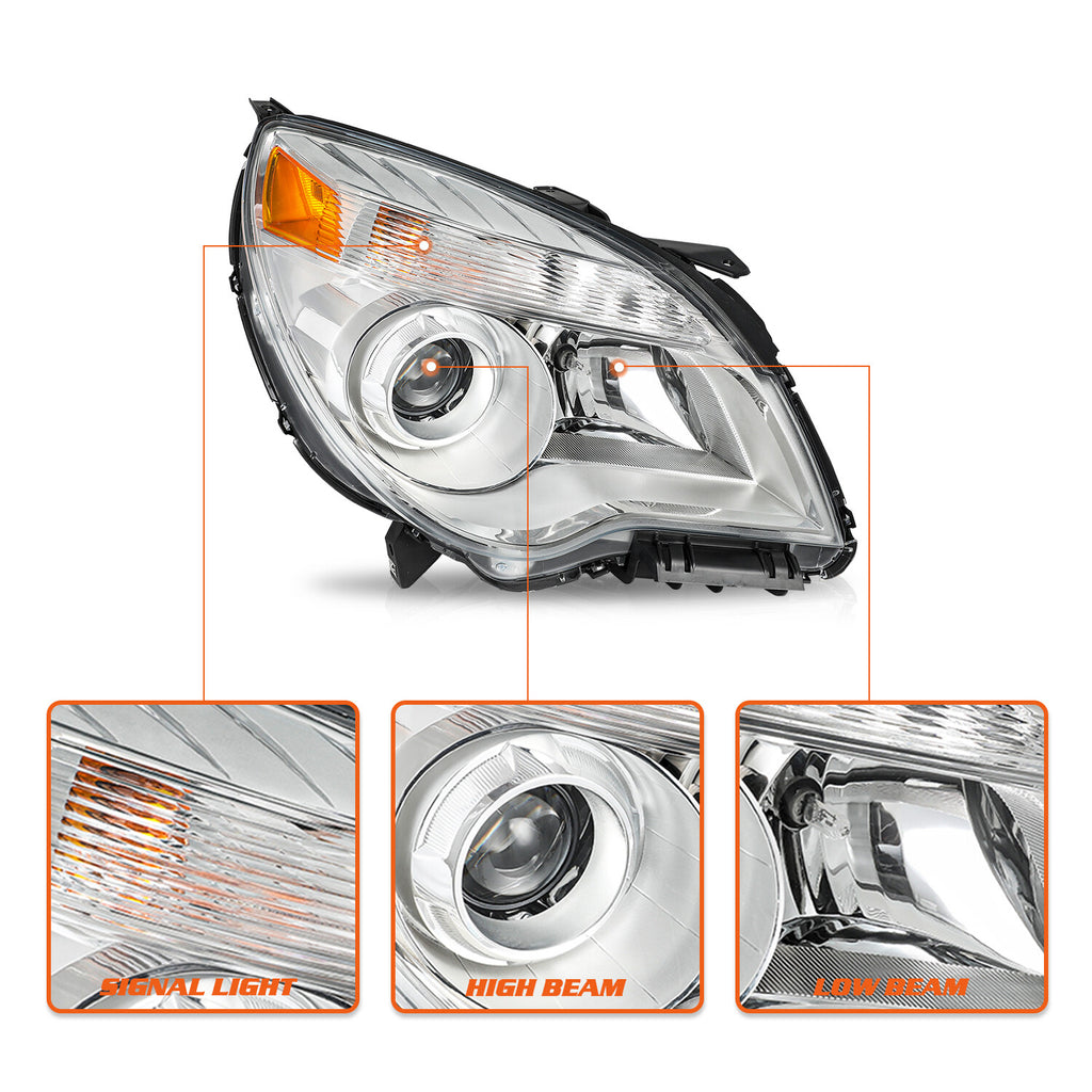 for 2010-2015 Chevy Equinox Projector Halogen Headlight Right Side w/Bulbs