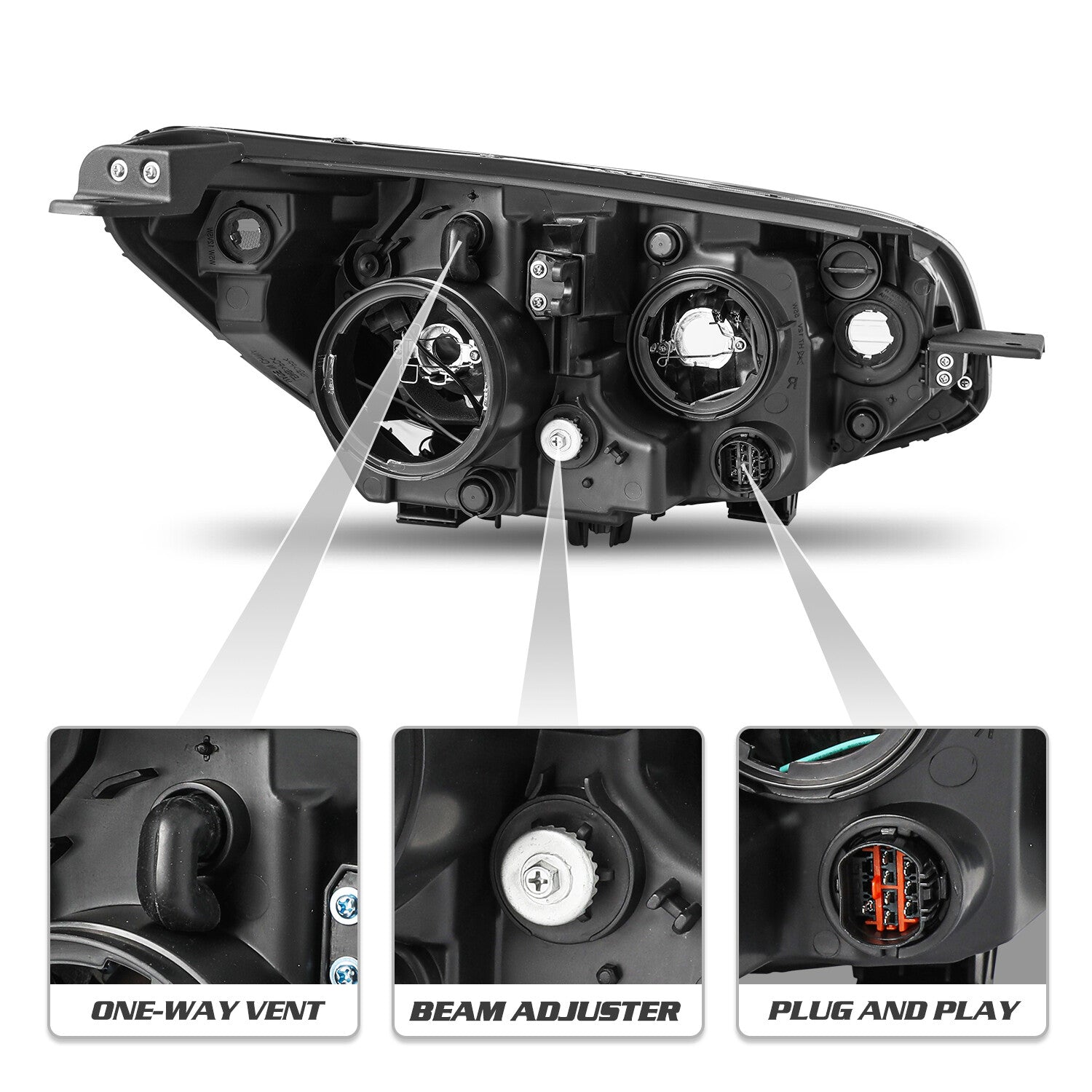 For 2014 2015 2016 Kia Soul Projector Halogen Headlights Assembly Pair 14-16