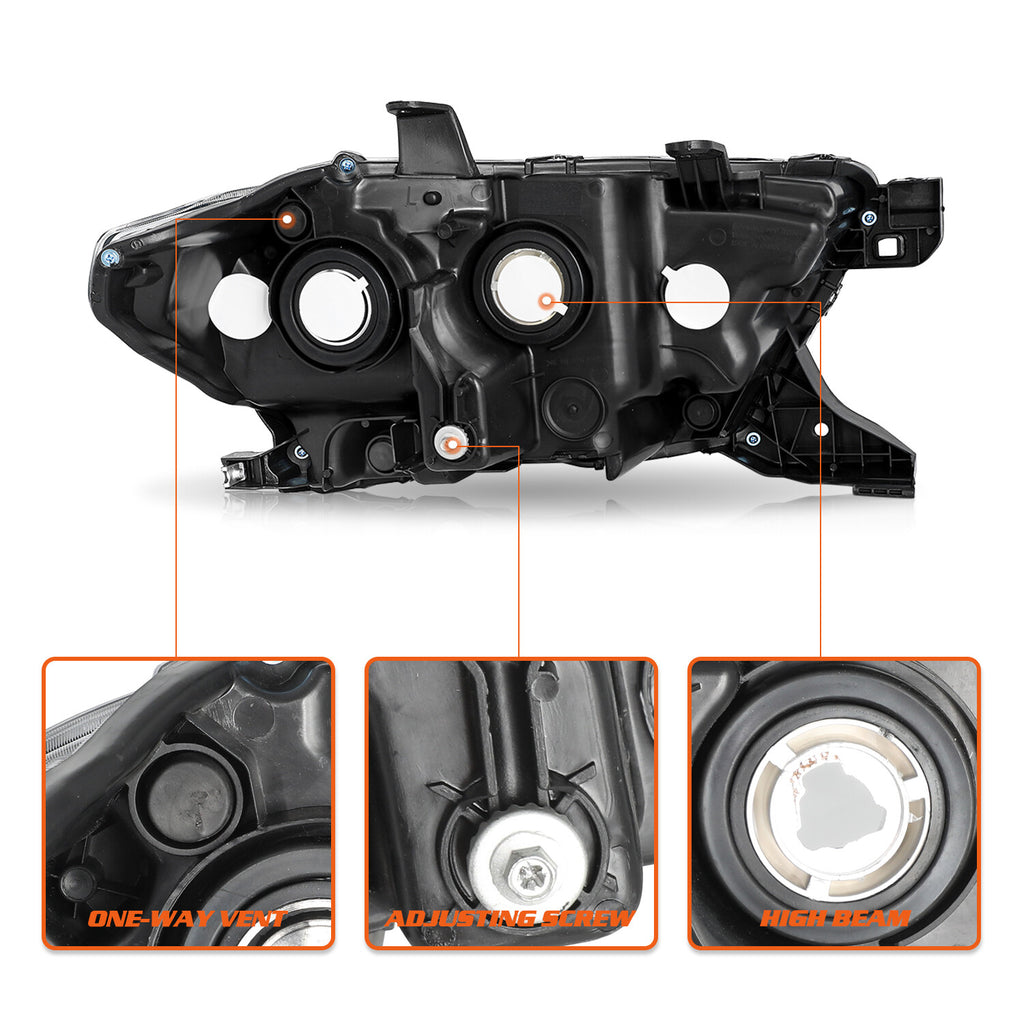 For 2016-2022 Toyota Tacoma Halogen W/O LED DRL Headlights Black Headlamps Pair