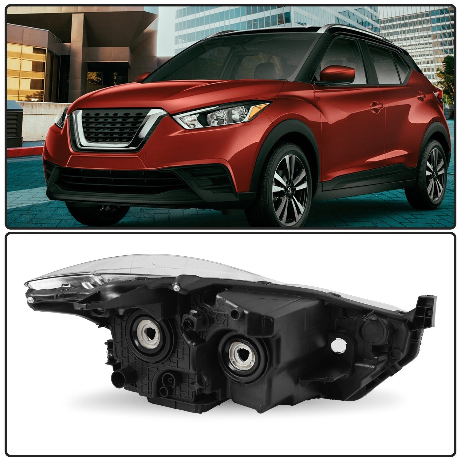 For 2017 2018 2019 2020 Nissan Kicks Halogen Headlights Assembly Headlamps Pair