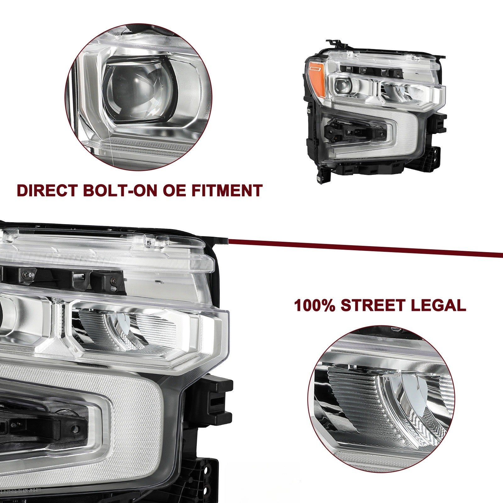 Full LED Headlight For 2022-2024 Chevy Silverado 1500 LT/RST Headlamp Right Side