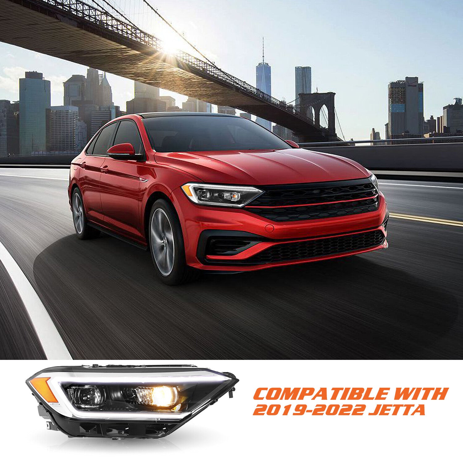 For 2019-2022 Volkswagen Jetta SEL LED w/DRL Projector Headlights Passenger Side