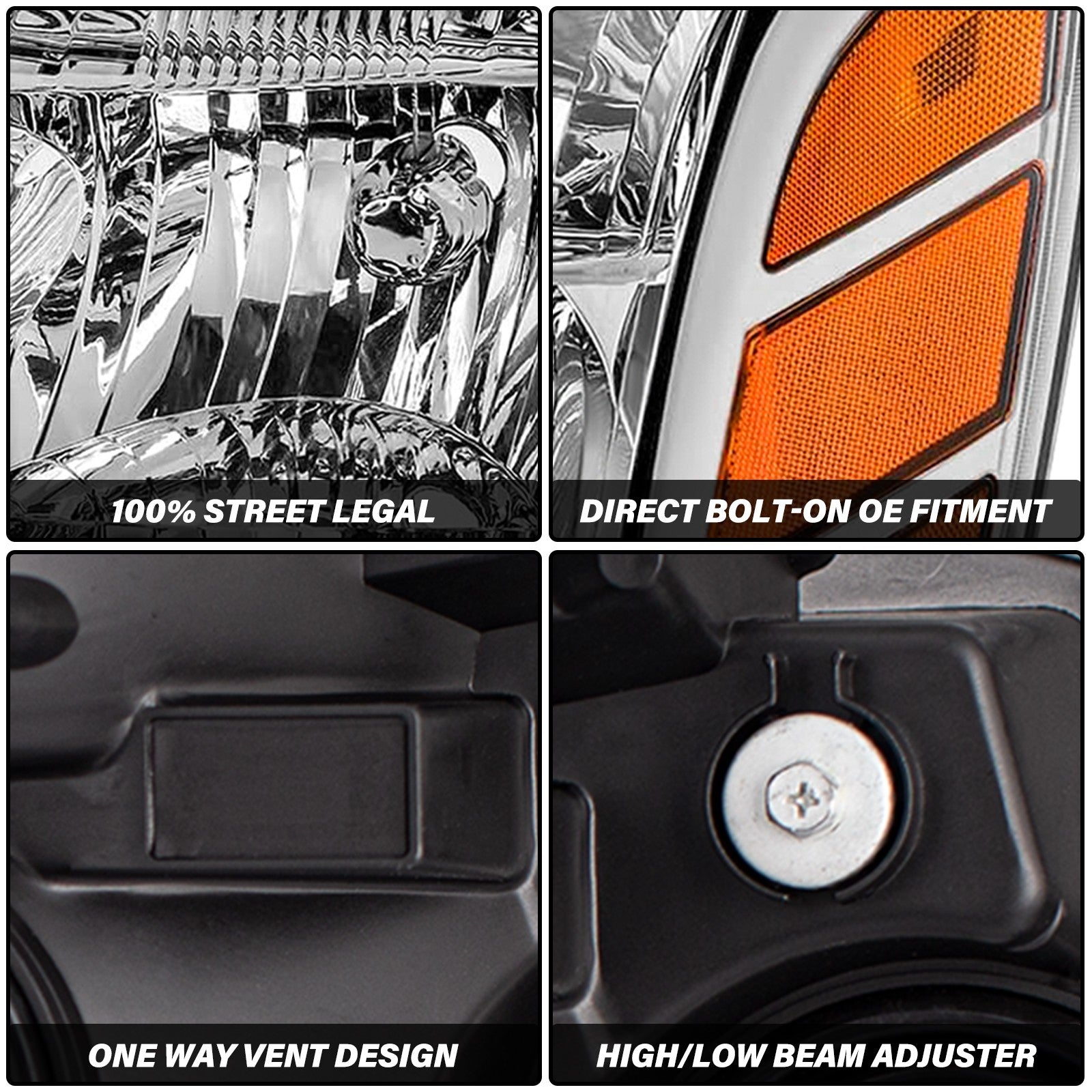 For 2004-2015 Nissan Titan/2004-2007 Armada Chrome Headlights Amber Corner Lamps