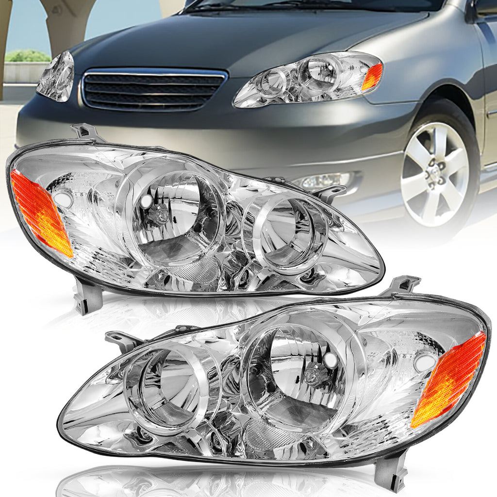 For 2003-2008 Toyota Corolla Replacement Headlights Halogen Headlamp Left+Right