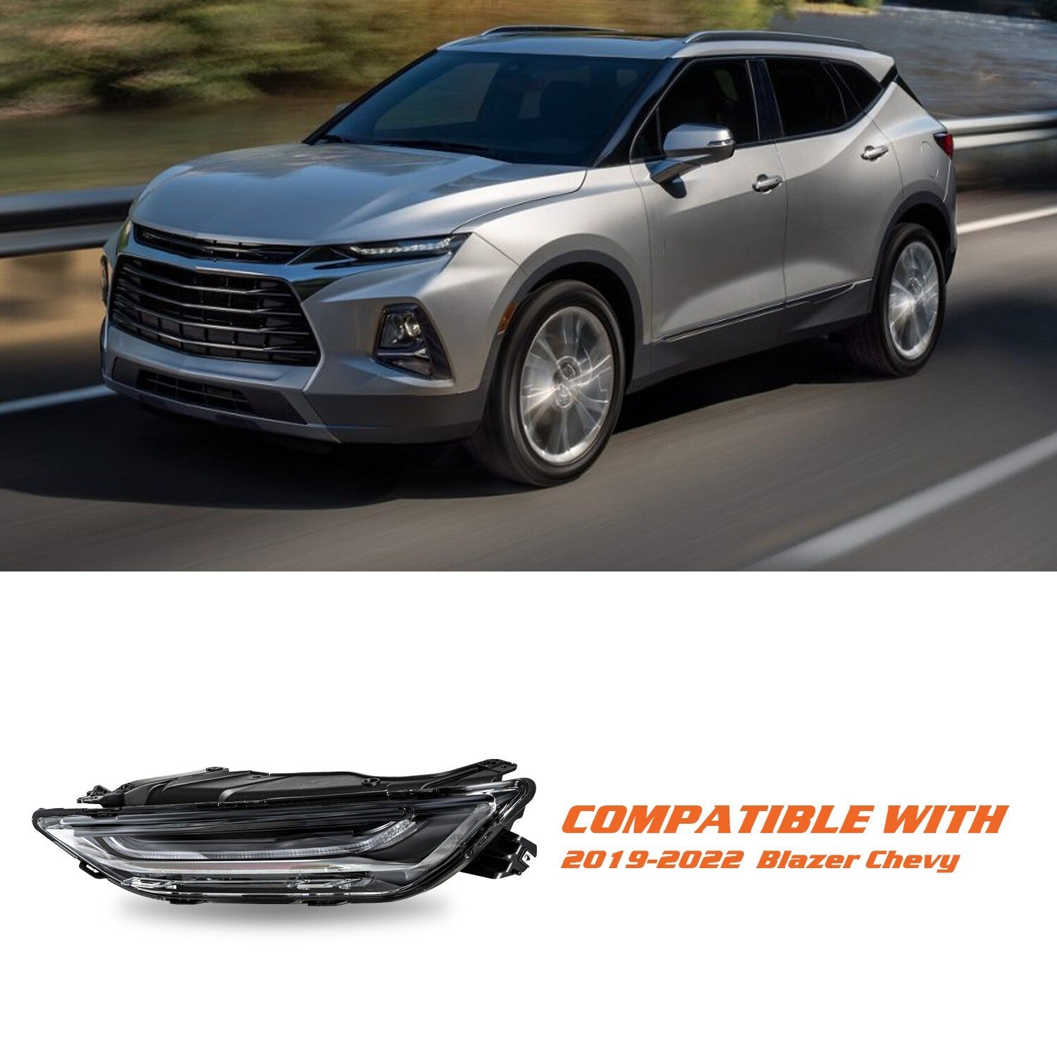 Upper Headlights For 2019-2022 Chevy Blazer Headlamps w/ LED DRL Left & Right