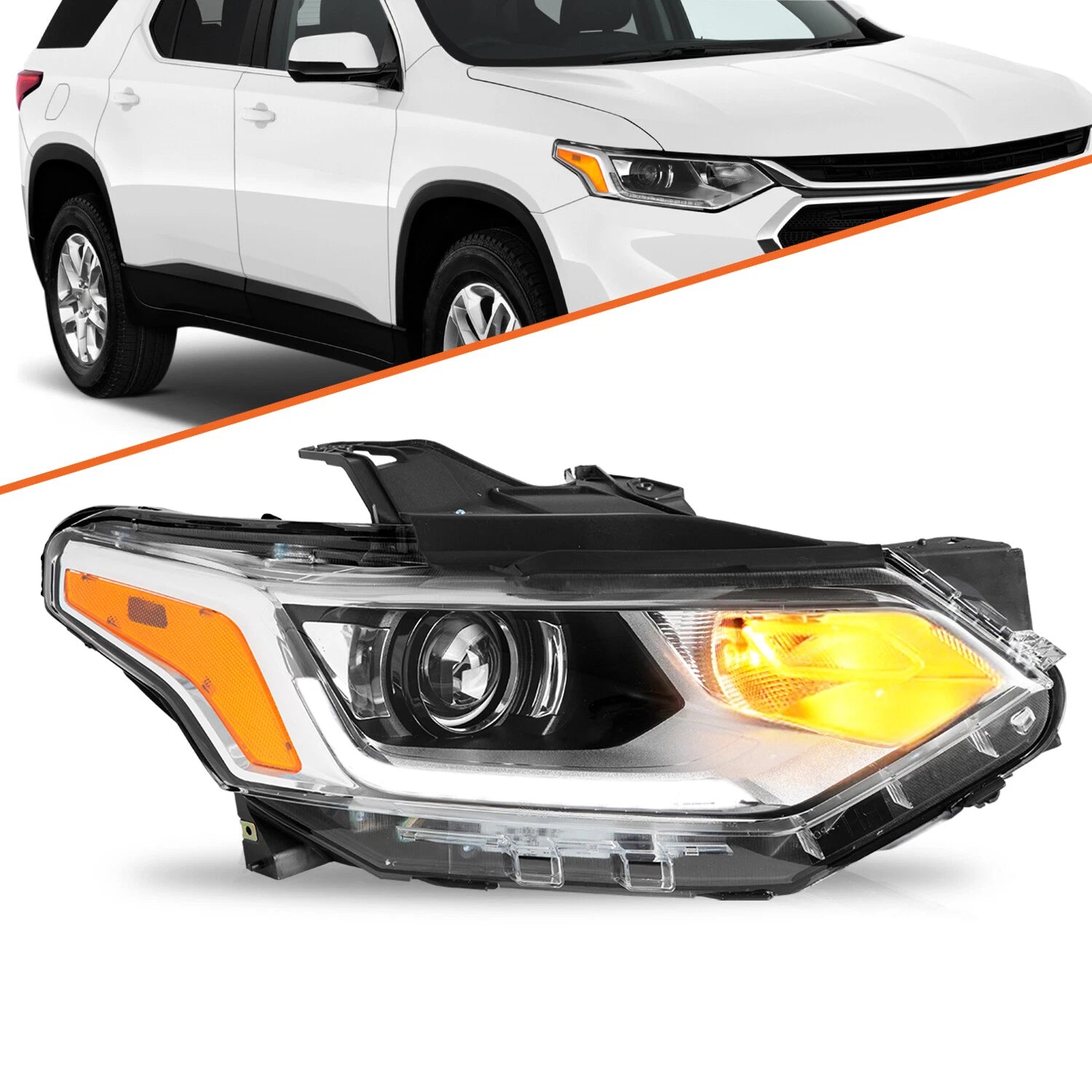 HID/Xenon Headlight for 2018-2021 Chevy Traverse Projector Headlamp w/ LED DRL