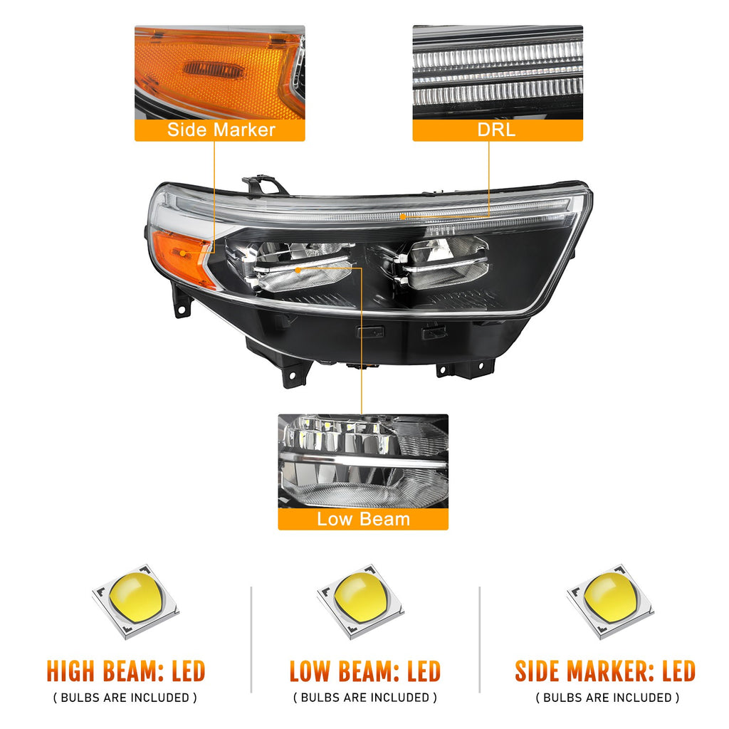 For 2020-2024 Ford Explorer XLT / Limited LED Headlights Headlamps Left+Right