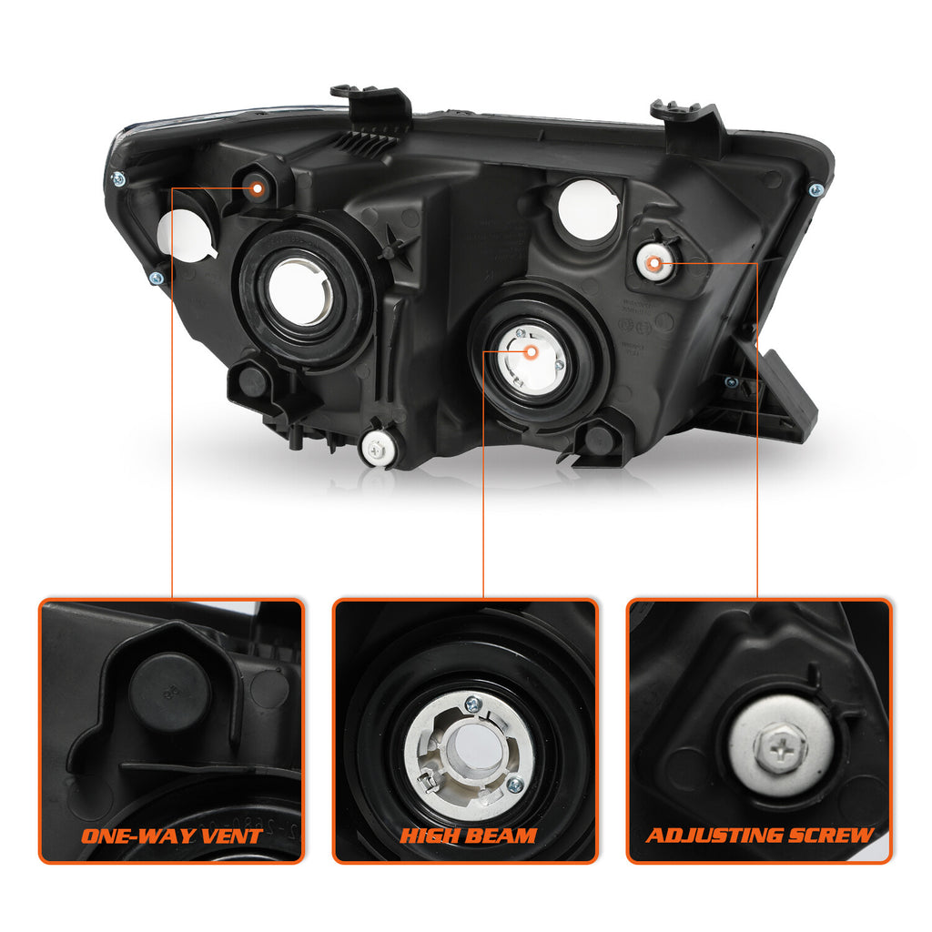 Halogen Black Amber Headlights for 2007-2013 Toyota Tundra&2008-17 Sequoia LH+RH