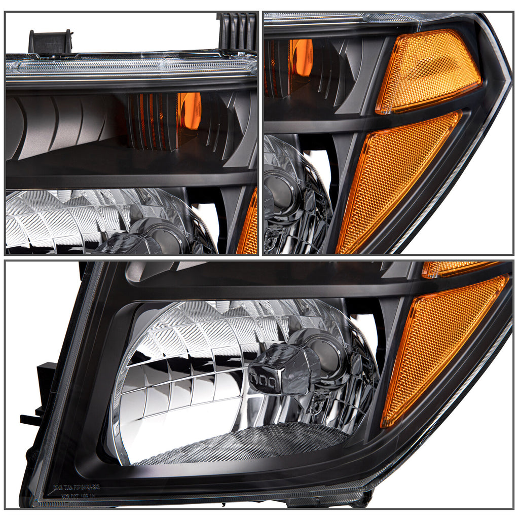 For 2005-2008 Nissan Frontier 05-07 Pathfinder Black Headlights Headlamps Set