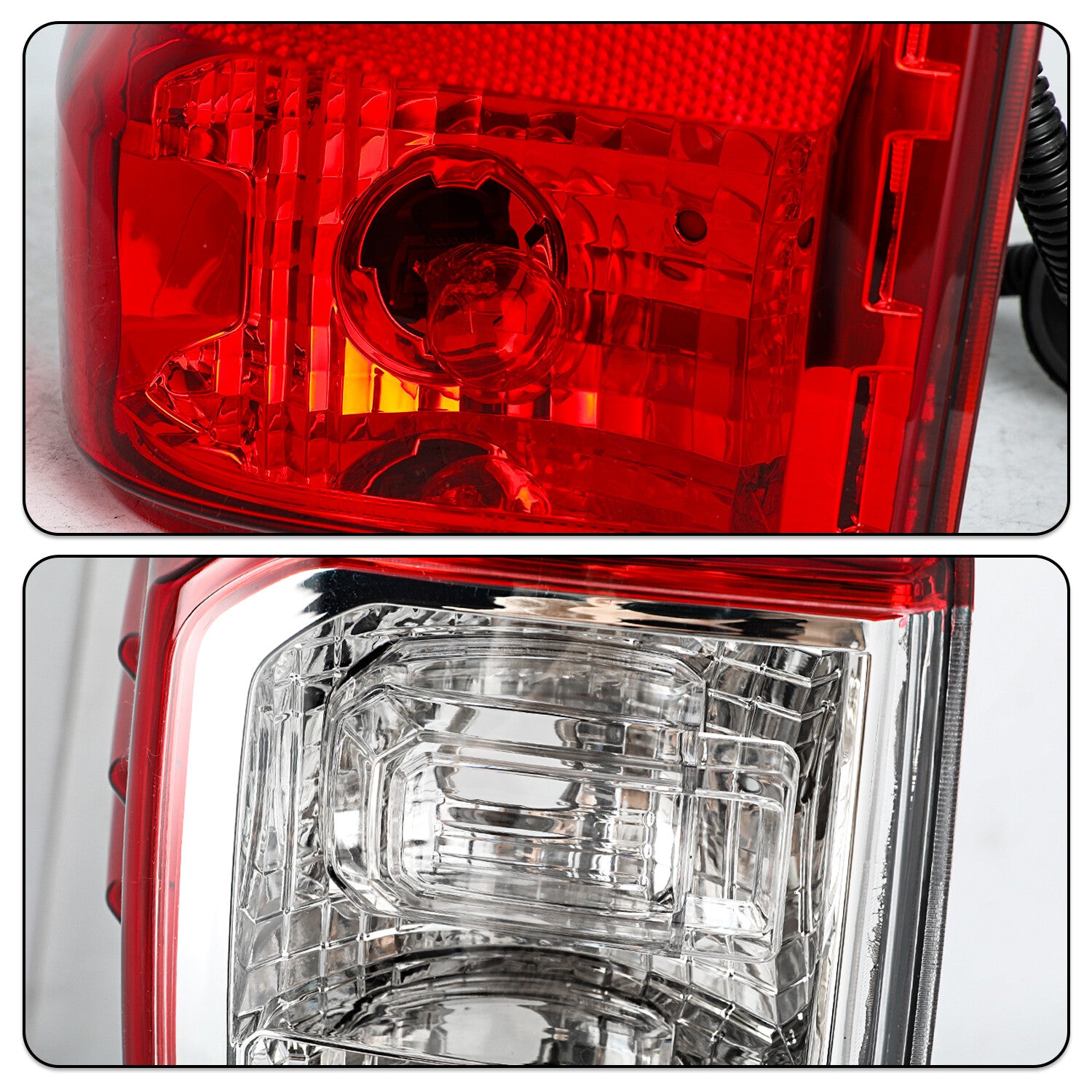 For 2016-2023 Nissan Titan/Titan XD Chrome Red Brake Tail Lights Assembly Lamps