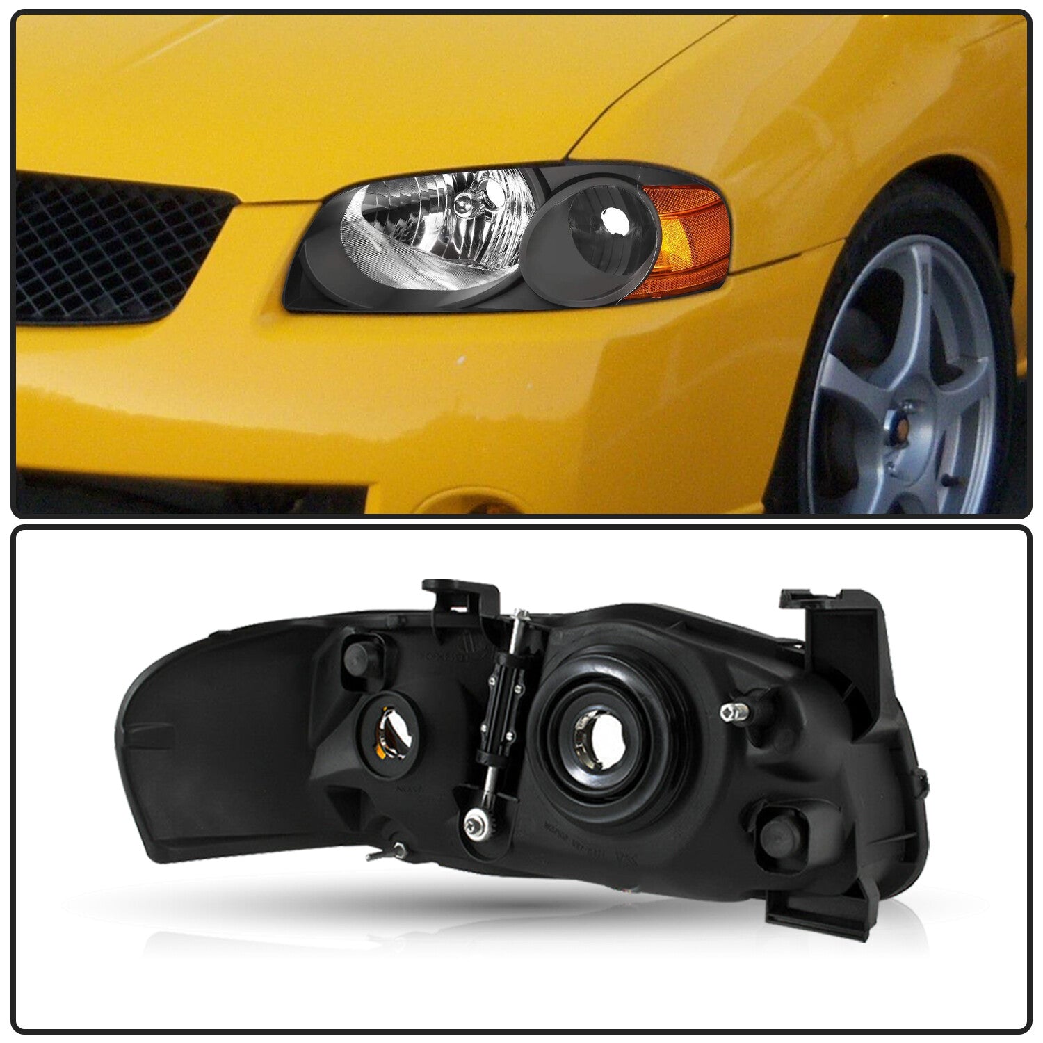 For 2004-2006 Nissan Sentra Base LE S XE SE-R 4Door Black Headlights Lamps Pair