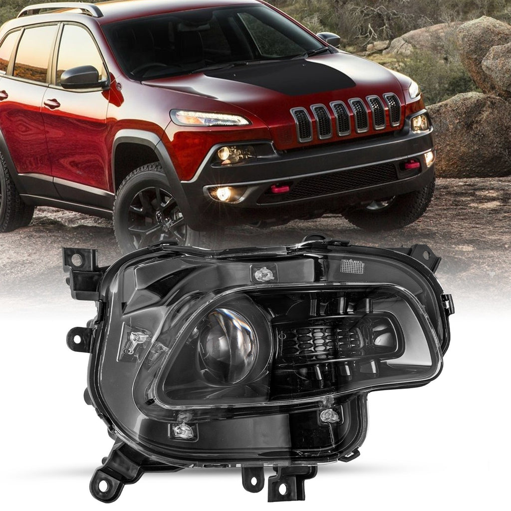 For 2014-2018 Jeep Cherokee Passenger Side Projector Black Halogen Headlight RH