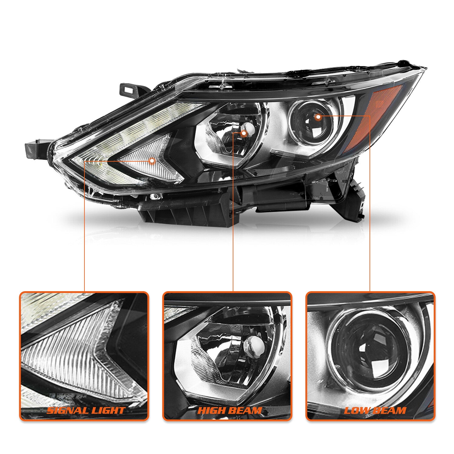 Left Headlamp For 2017-2019 Nissan Rogue Sport Halogen Driver Headlight Assembly