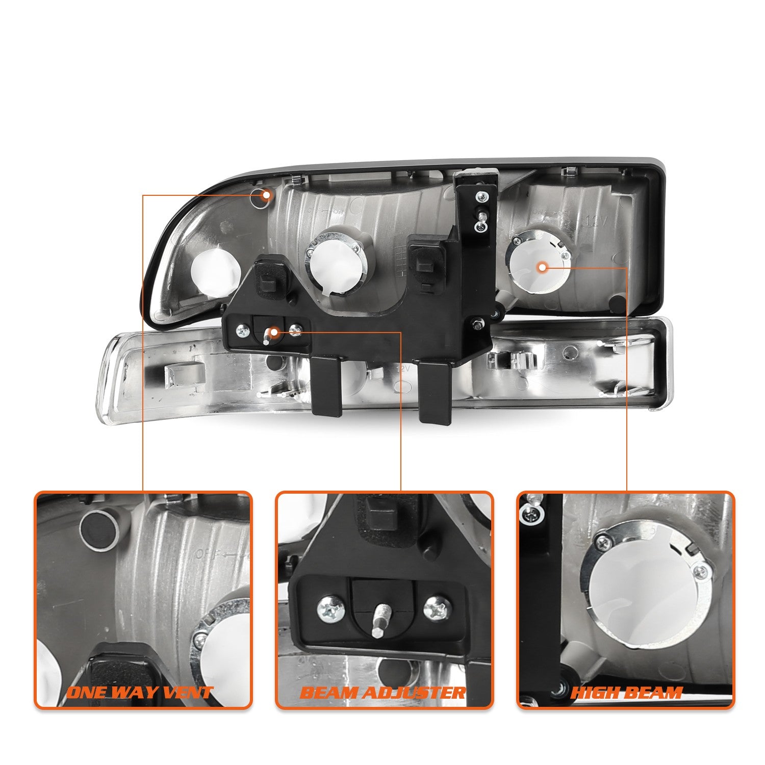 Black Headlights Bumper Headlamps For 1998-2005 CHEVY S10 BLAZER Assembly Sets