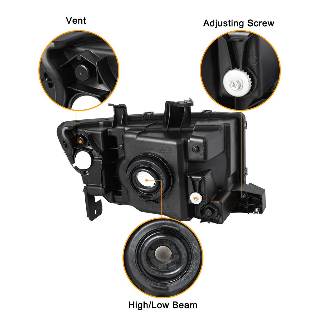For 2006-2014 Honda Ridgeline Black Clear Headlights Headlamps Pair 06-14