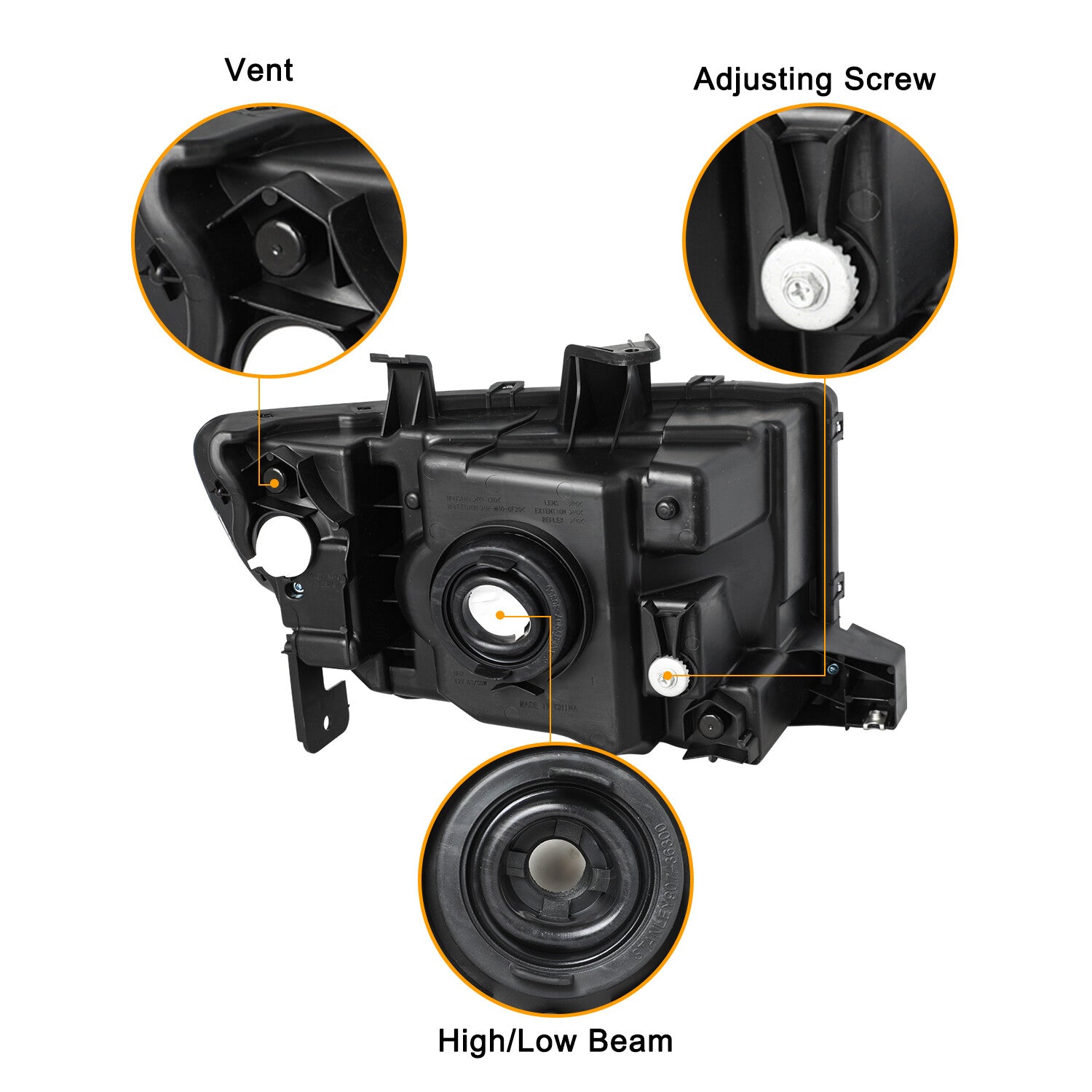 For 2006-2014 Honda Ridgeline Black Clear Headlights Headlamps Pair 06-14