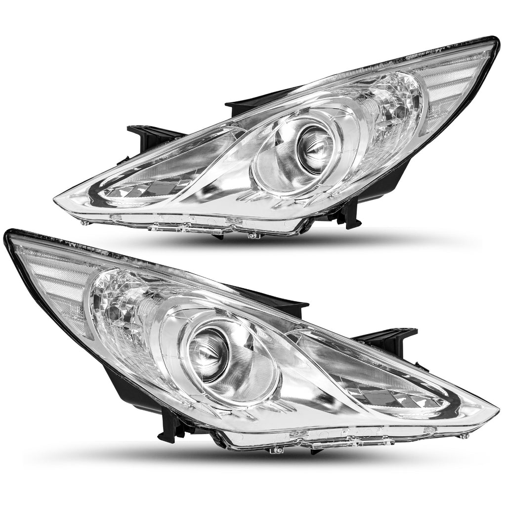 For 2011-2014 Hyundai Sonata Pair HeadLamps Chrome Clear Projector Headlights