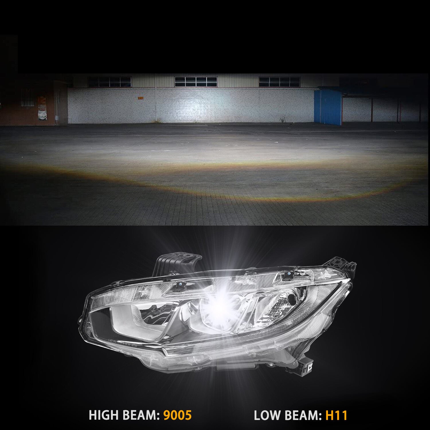 For 2016 2017 2018 2019 2020 2021 Honda Civic Halogen Left Driver Headlight