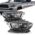 Fit For 2016-2022 Toyota Tacoma w/ LED DRL Black Headlights Left+Right Headlamps