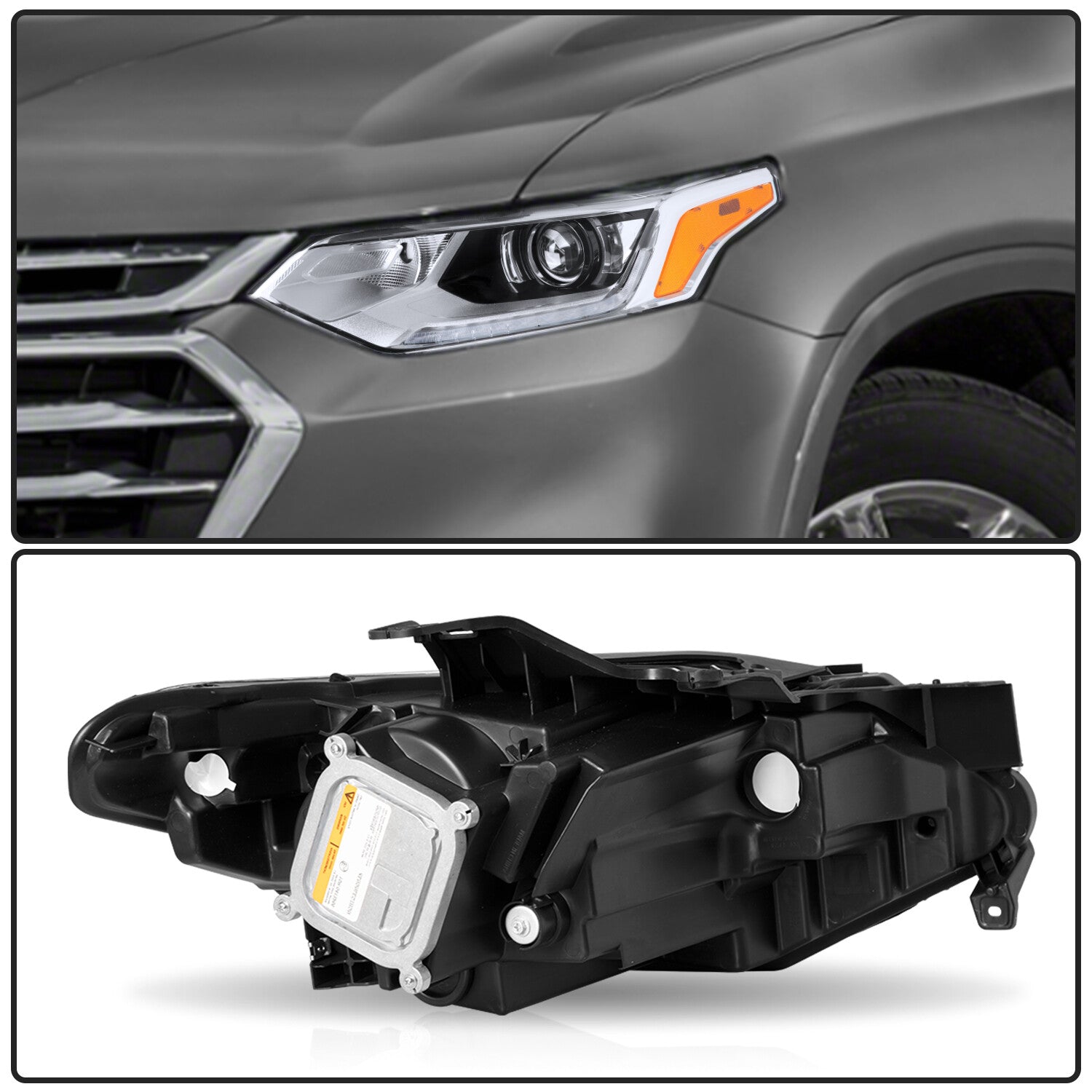 for 2018-2021 Chevy Traverse Chrome HID/Xenon Headlights Left Side w/ B Ballast