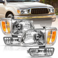 For 2001-2004 Toyota Tacoma Chrome Headlights Clear Corner Lamps + Bumper Lights