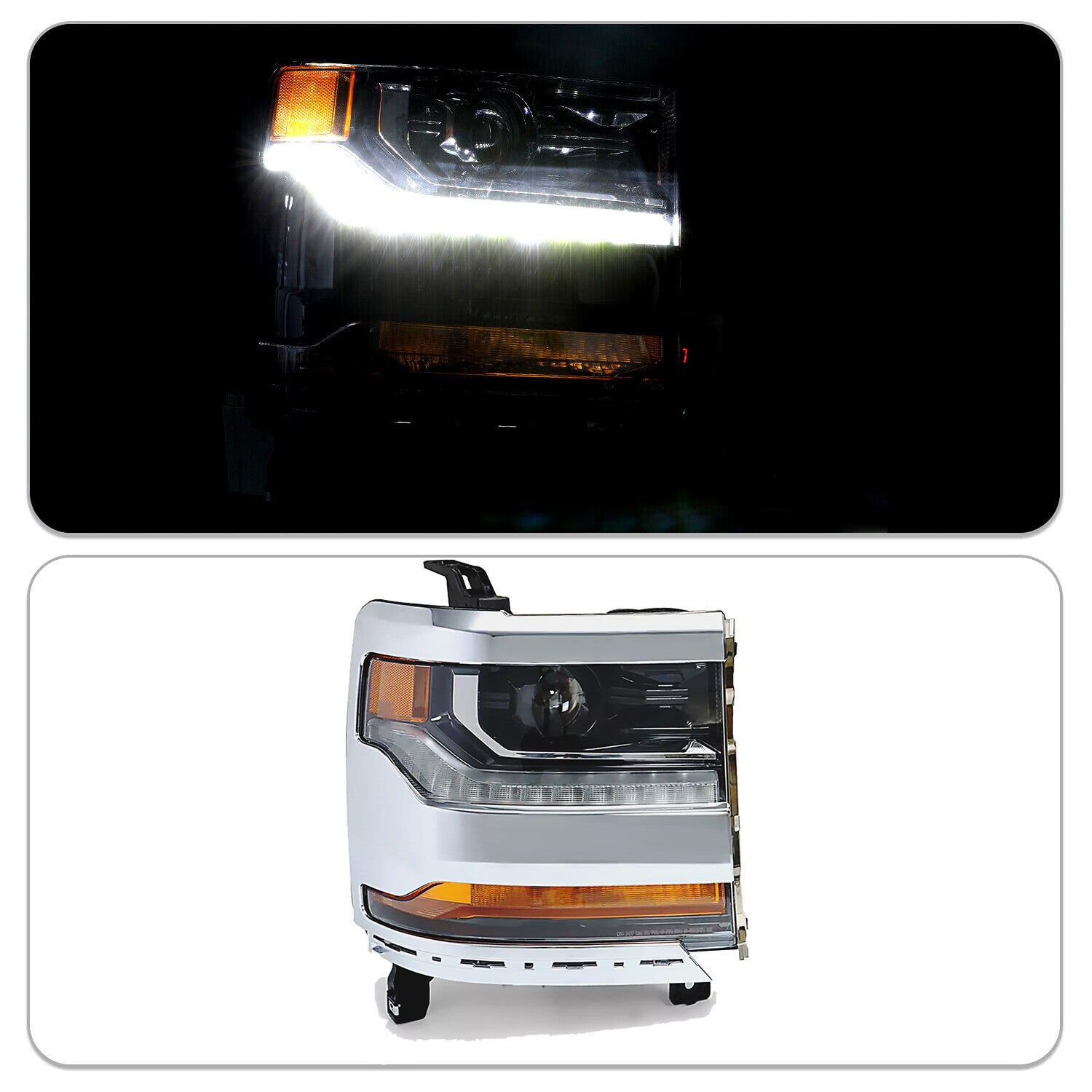 Chrome For 2016-2018 Chevy Silverado 1500 HID/Xenon Headlight Right Side