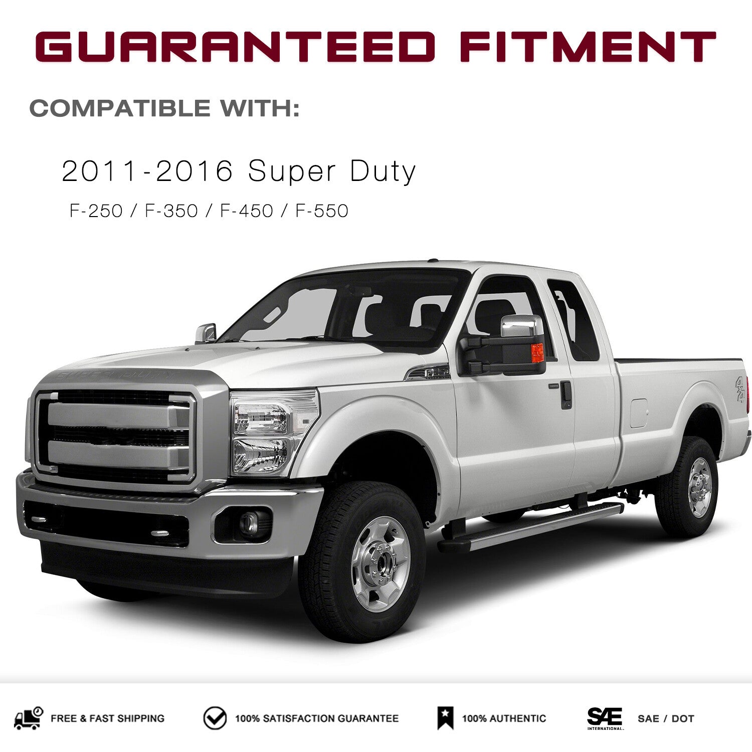 FOR 11-16 FORD F250 F350 SUPER DUTY CHROME HOUSING CLEAR CORNER HEADLIGHT LAMPS