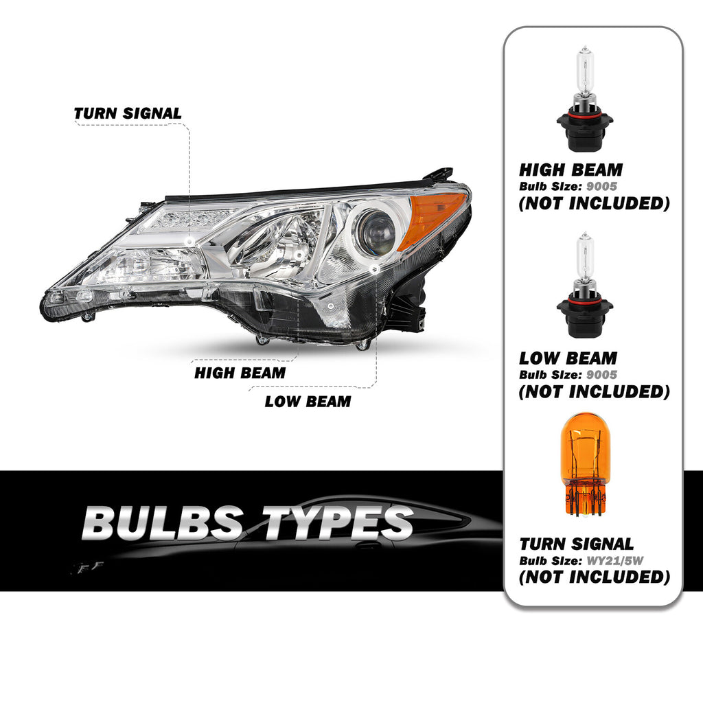 For 2013 2014 2015 Toyota RAV4 RAV-4 Headlights Assembly Pair Set LH+RH
