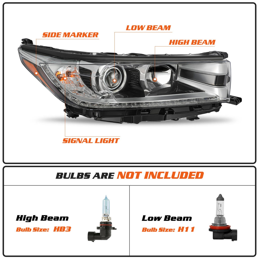 For 2017 2018 2019 Toyota Highlander SE W/ LED DRL Right Side Headlight Headlamp