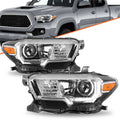 For 2016-2022 Toyota Tacoma w/ LED DRL Chrome Halogen Headlights Headlamps L+R