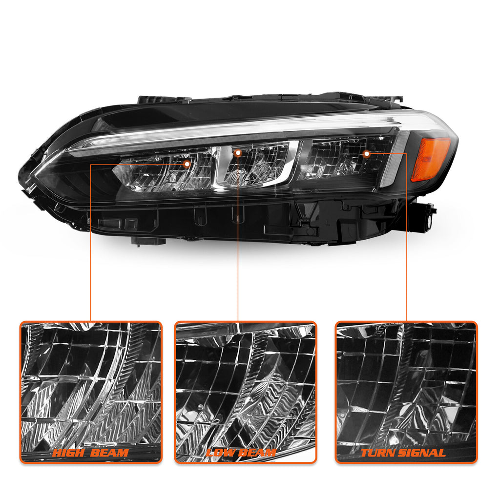 For 2022 2023 Honda Civic Chrome Full LED Headlights Assembly Pair 22-23