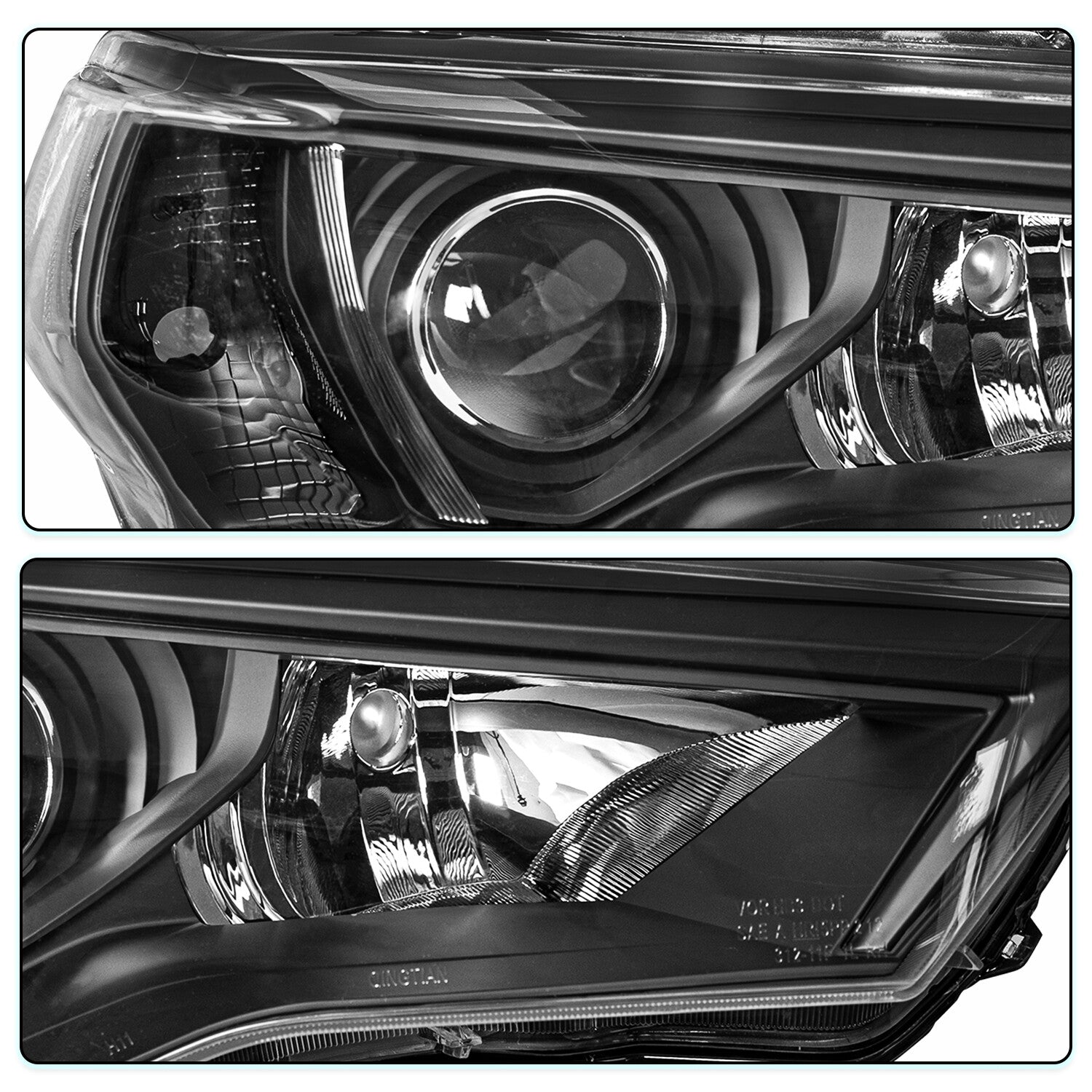 For 2014-2020 Toyota 4Runner 4DR Black Headlights Lamps Assembly LH+RH Pair