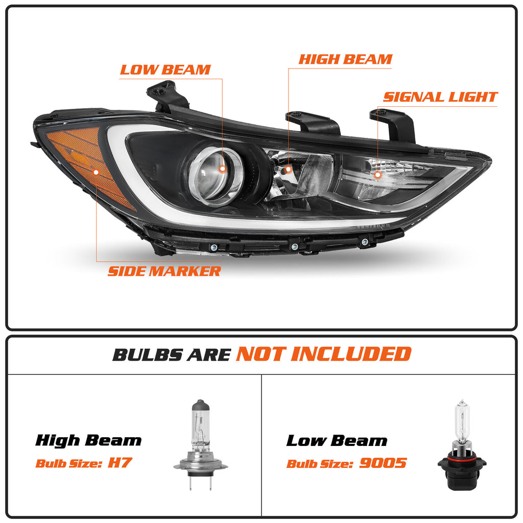 For 2017 2018 Hyundai Elantra Halogen Projector Headlights Right Side 92102F3000
