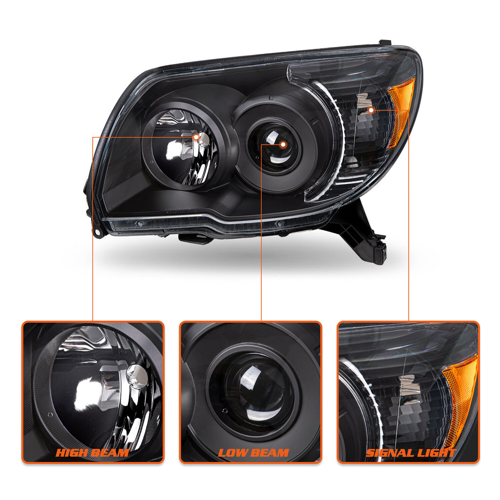 For 2006-2009 Toyota 4Runner Replacement Black Headlights lamps Left+Right