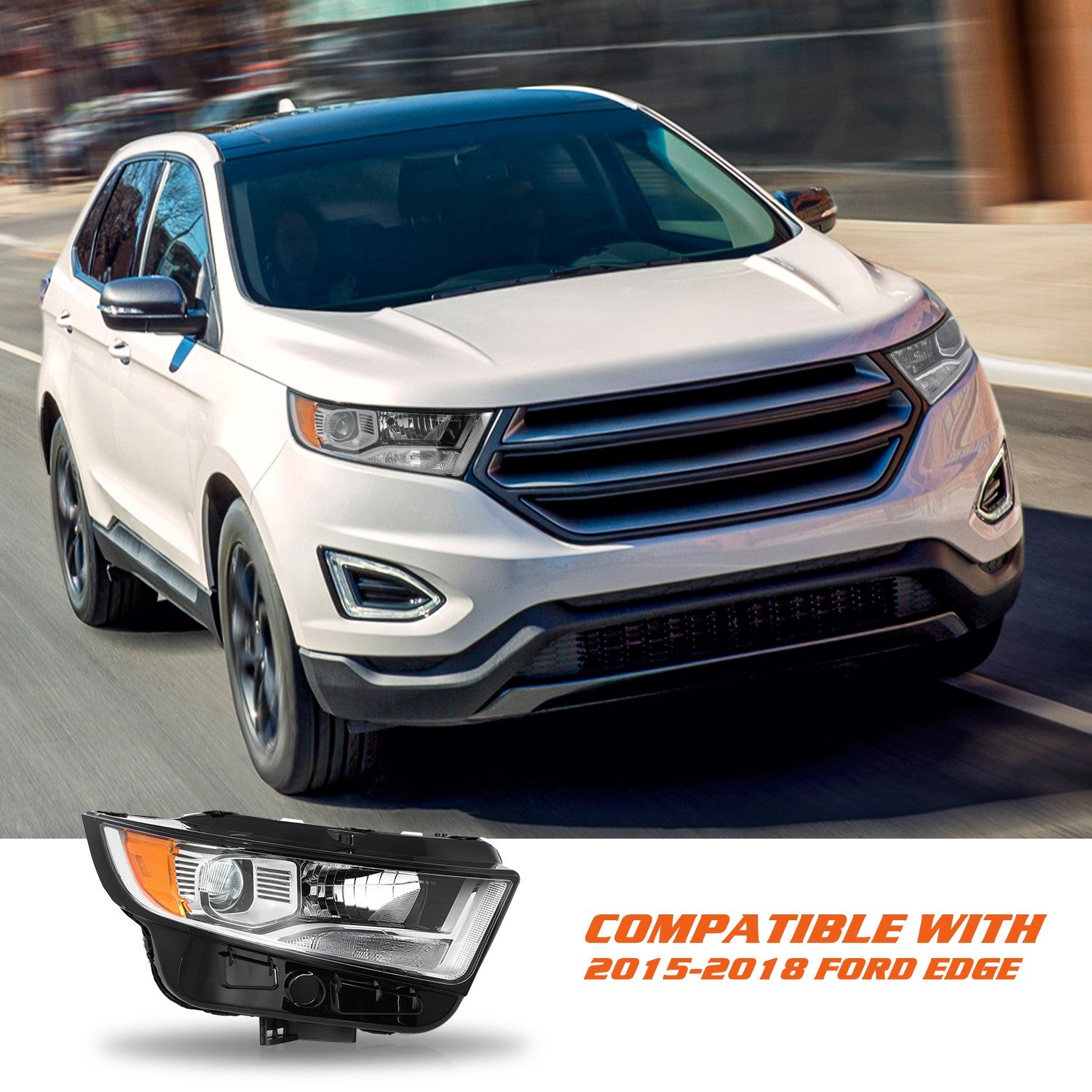 For 2015 2016 2017 2018 Ford Edge Halogen Type Right Passenger Side Headlight