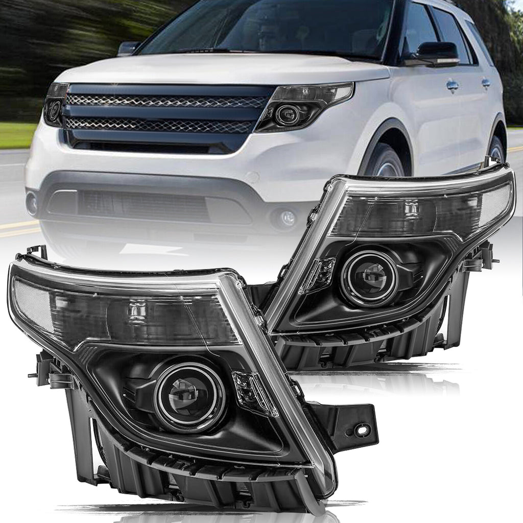 For 2011 2013 2014 2015 Ford Explorer Halogen Projector Headlight Set W/bulb