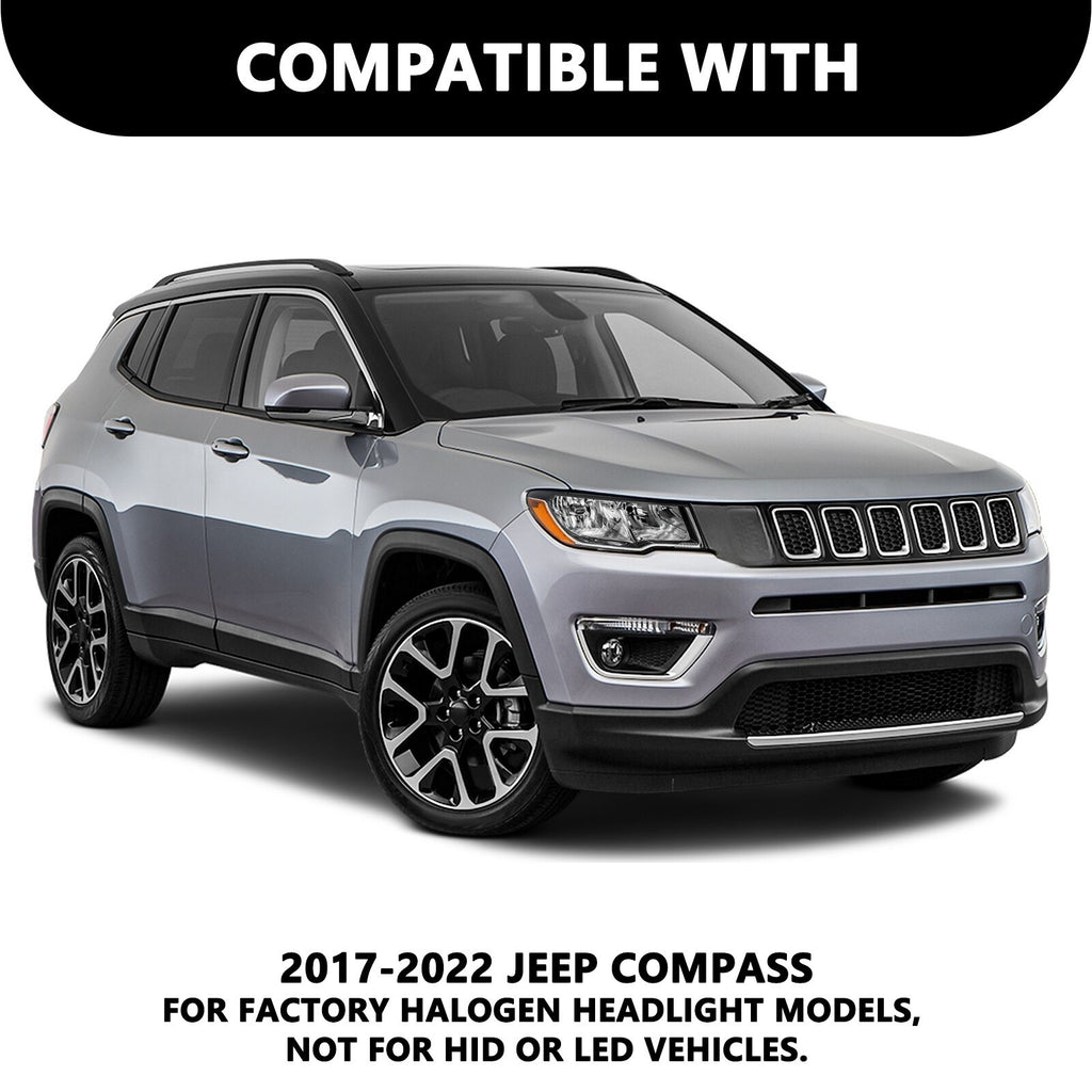 Fits 2017-2021 Jeep Compass Driver and Passenger Side Halogen Headlight Set L+R