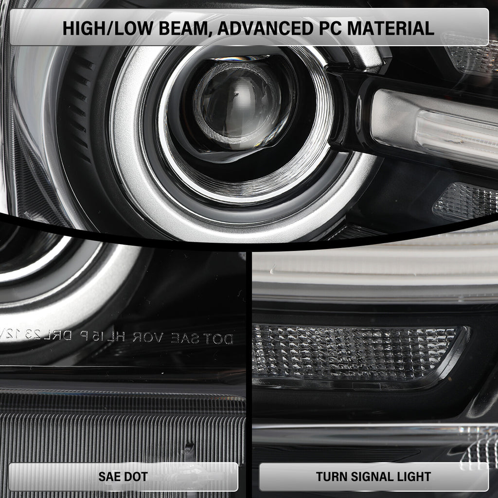 Non-HALO Headlamp For 2021-2024 Ford Bronco Sport FULL LED Chrome Headlight
