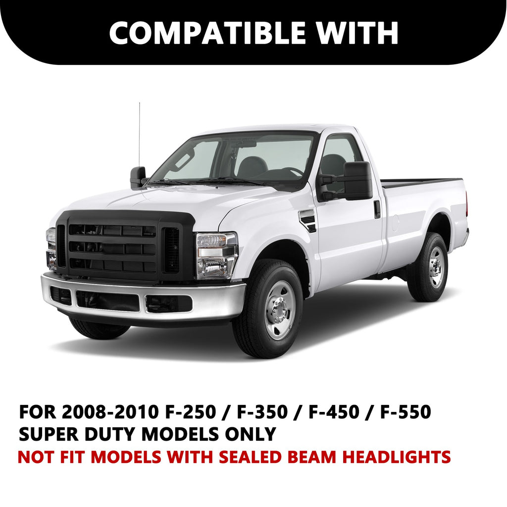 Front Headlights for 2008-2010 Ford F250 F350 Super Duty Chrome Housing Headlamp