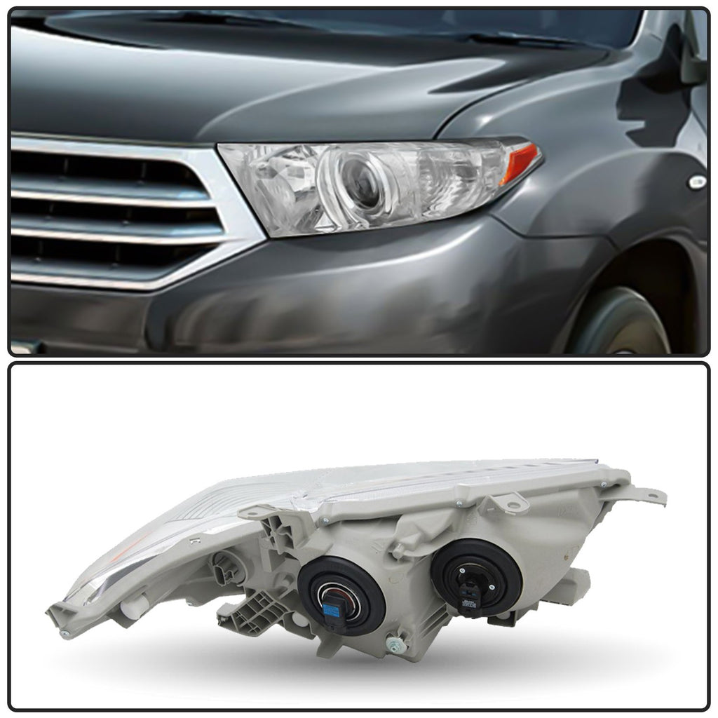 For 2011-2013 Toyota Highlander Chrome Headlights Amber Corner Left+Right Lamps