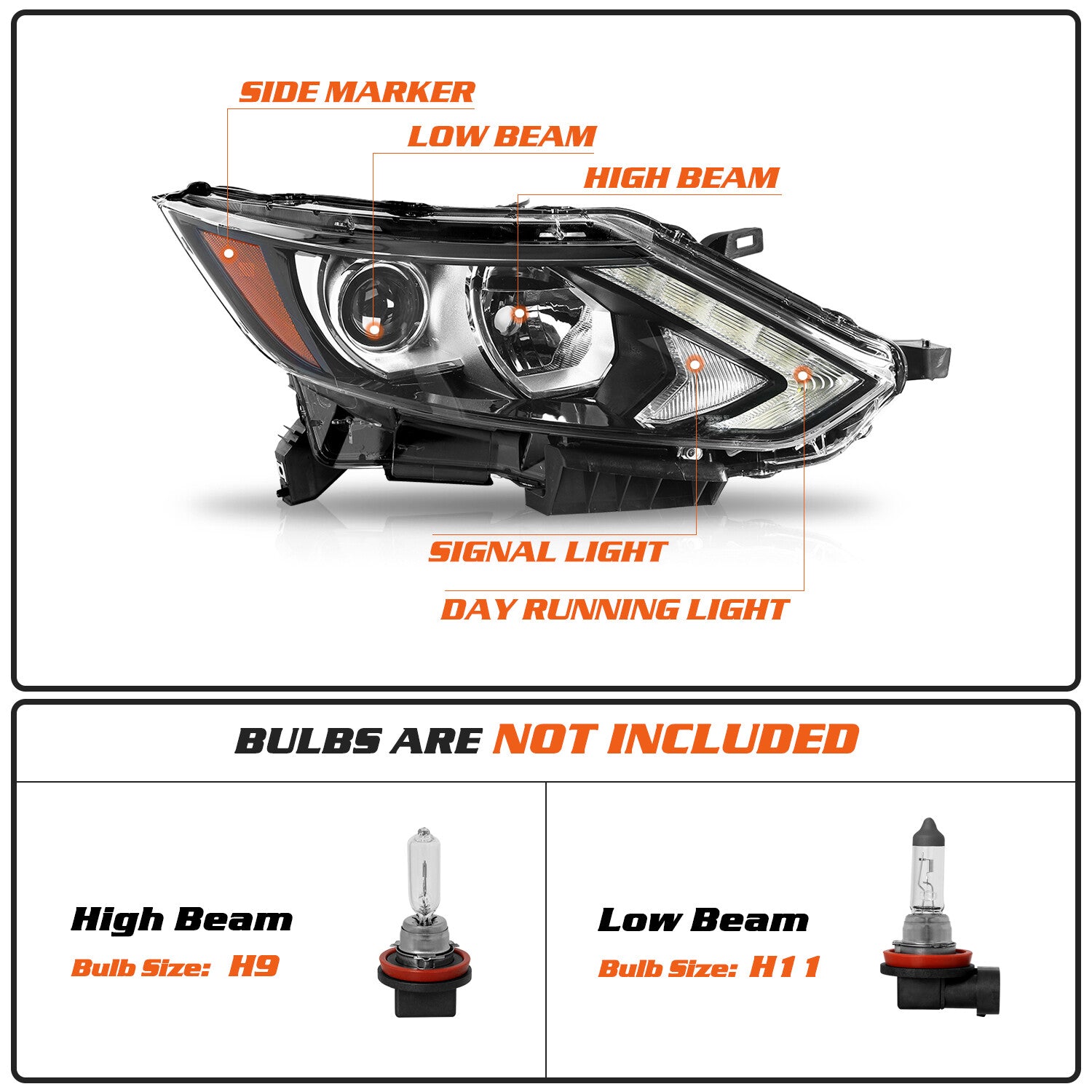 Right Headlamp For 2017 2018 2019 Nissan Rogue Sport Halogen Headlight w/LED DRL